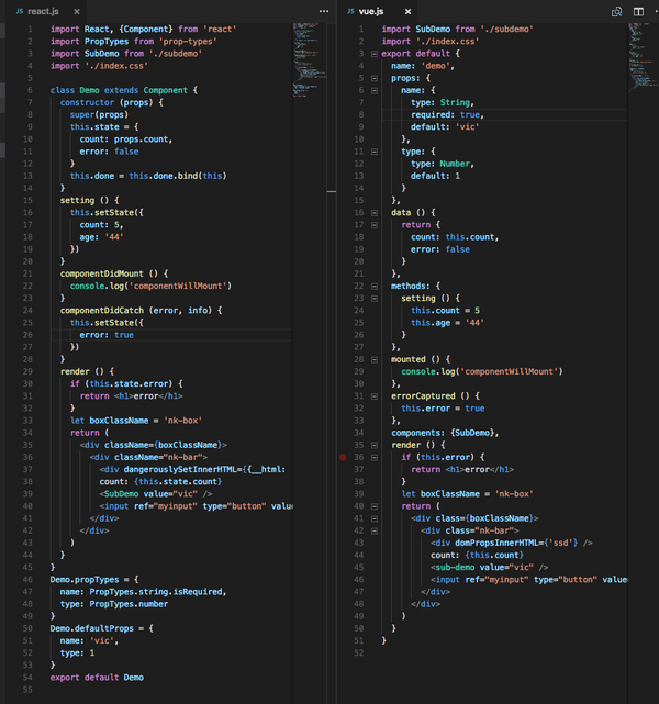 React Vue react vue