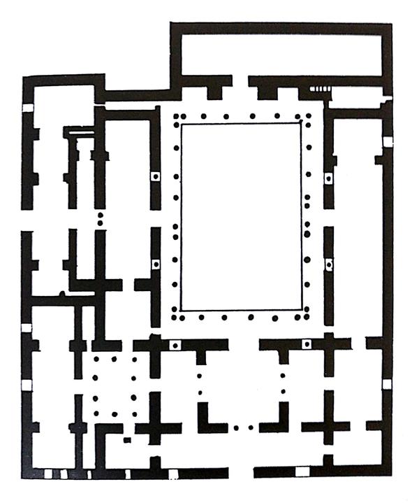 塞维利亚王宫 平面(主要院落围绕拱廊处布置)