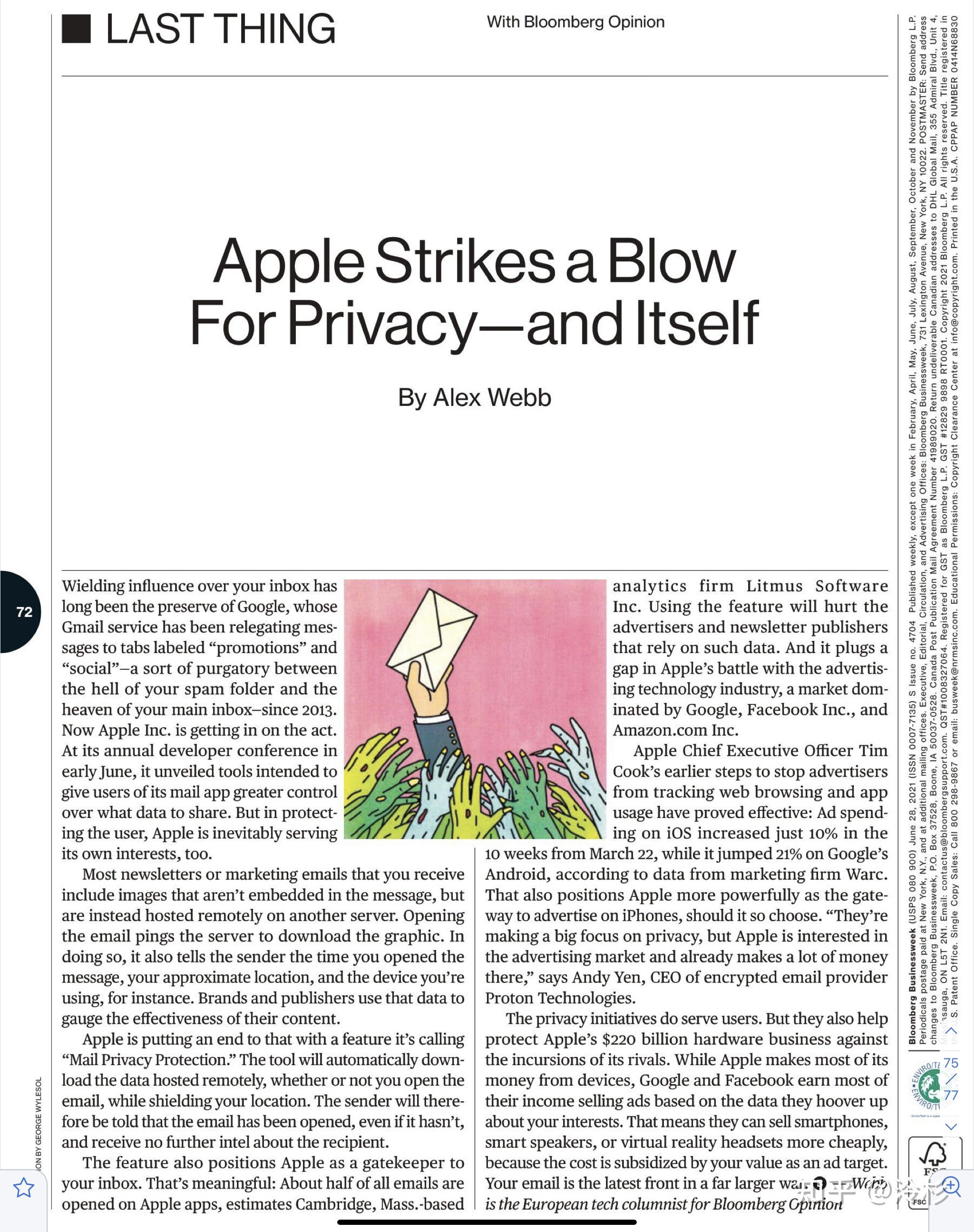 英文外刊打卡今日文章applestrikesablowforprivacyanditself