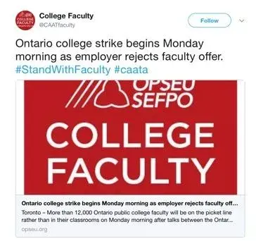 breakingnews突发谈判失败安省24所college12000名职工确认罢工超