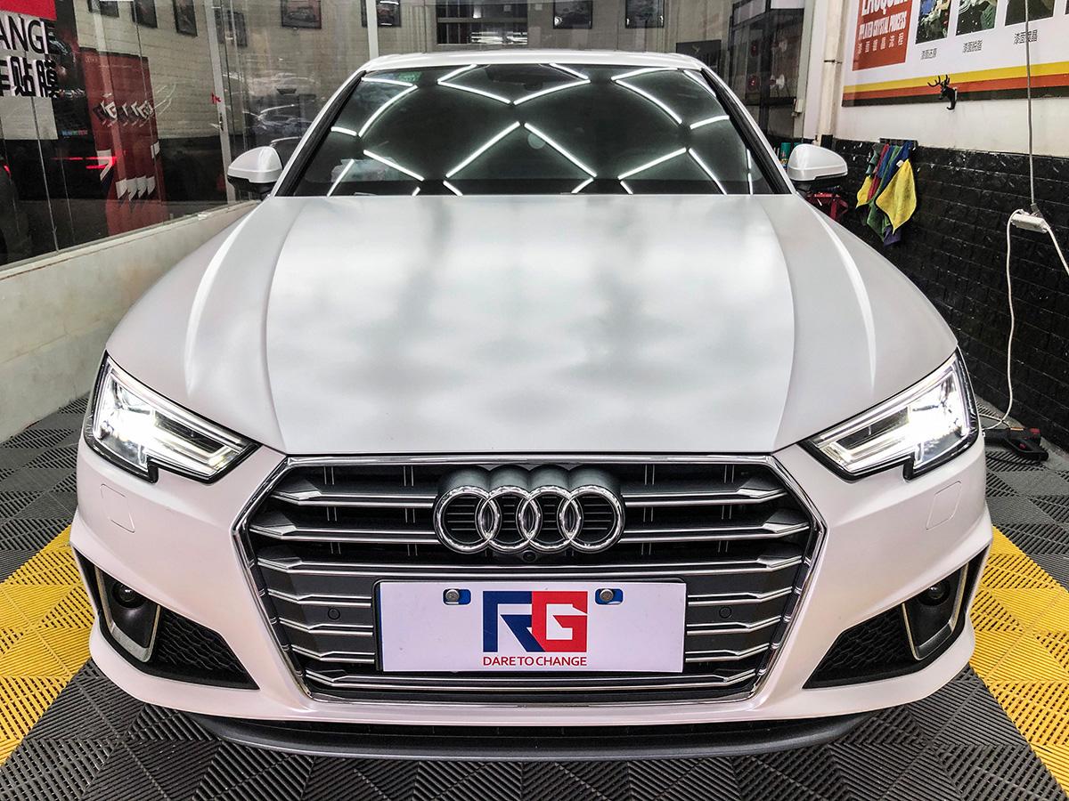 奥迪a4l车身改色电光白rg瑞集改色膜福建龙岩加盟