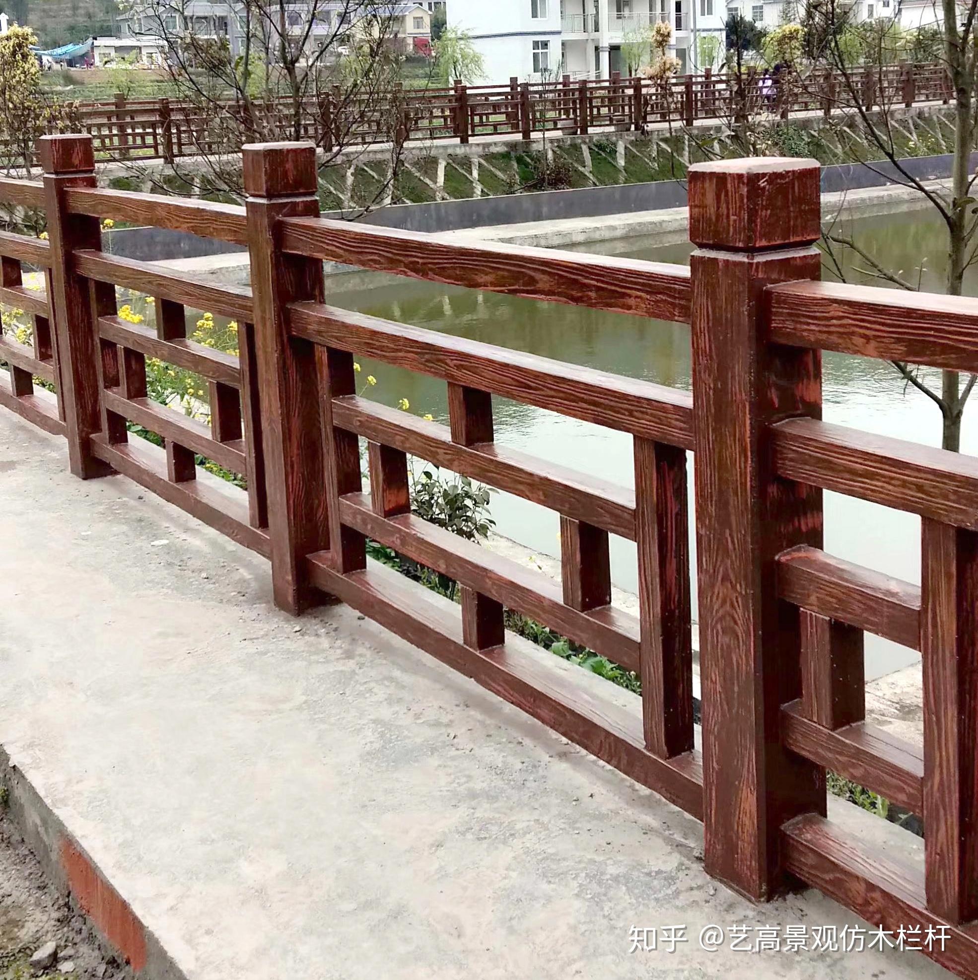 赣州河堤中字方格仿木围栏,水泥仿古栏杆图片(原创声明:本文为 江西