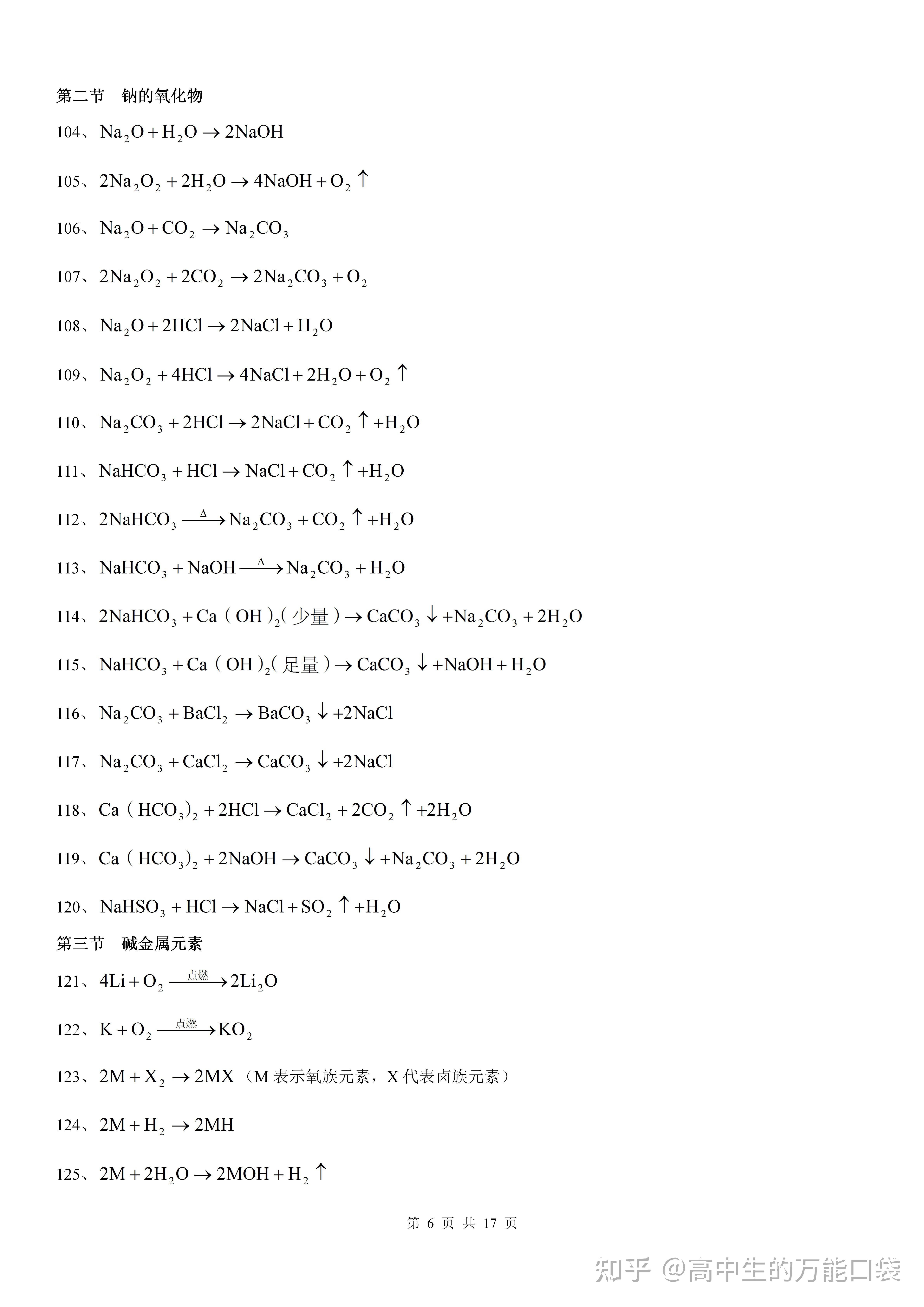 高中化学：高考总复习之高中化学方程式总结！ 知乎