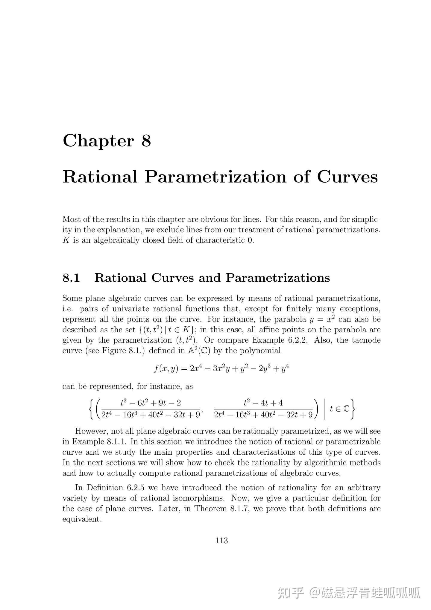 曲线的有理参数化Rational Parametrization of Curves - 知乎