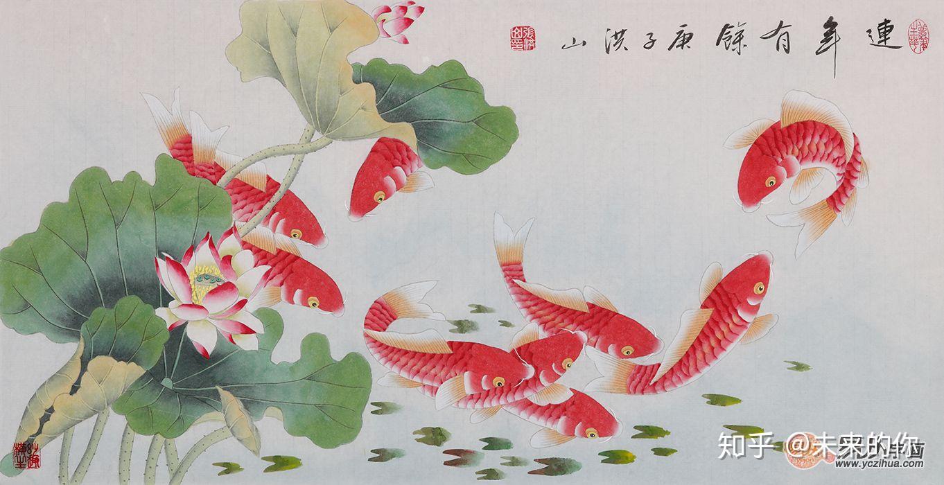 名家国画九鱼图欣赏九鱼图的吉祥寓意你了解多少- 知乎