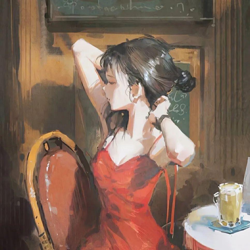 油画手绘风女生头像