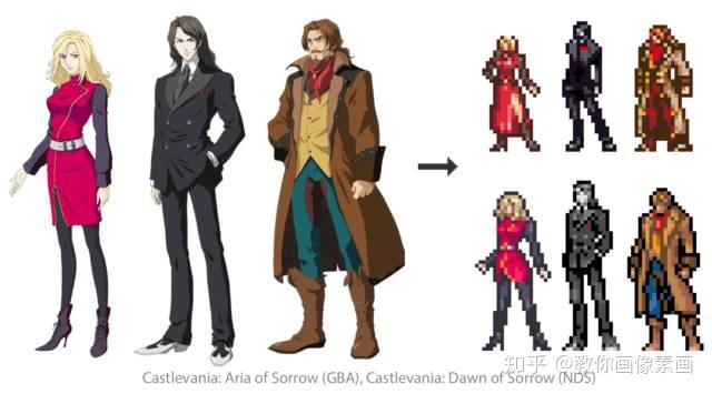 gba恶魔城原画角色画法—从人体动态线开始画角色,用火柴人标记出头部