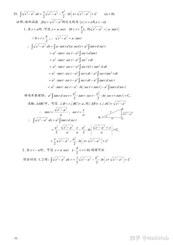 高等数学(微积分)常用积分表推导 - 知乎