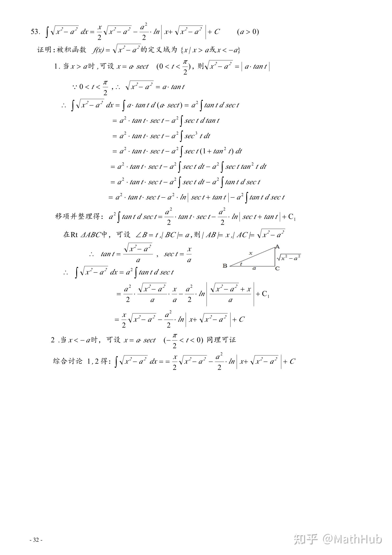 高等数学(微积分)常用积分表推导
