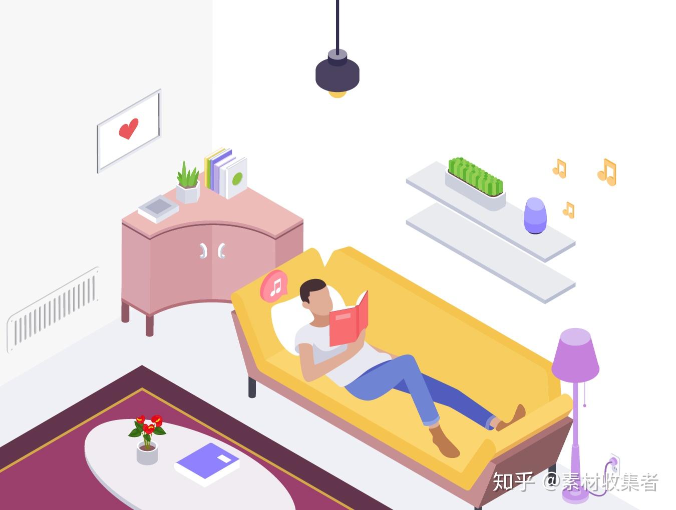 25d家居生活智能居家创意场景插画素材