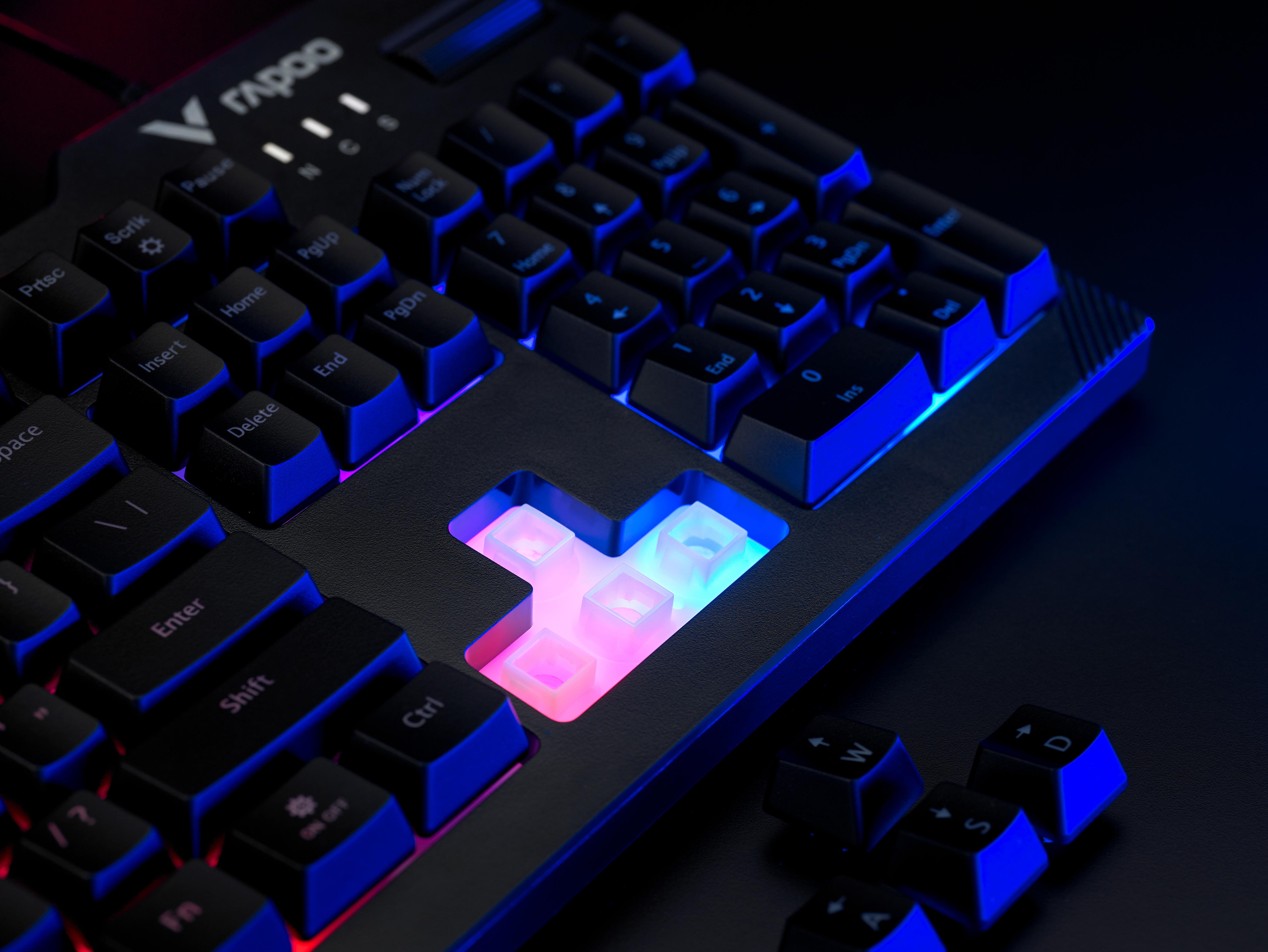 雷柏v50s背光游戏键盘自带滚轮调音键