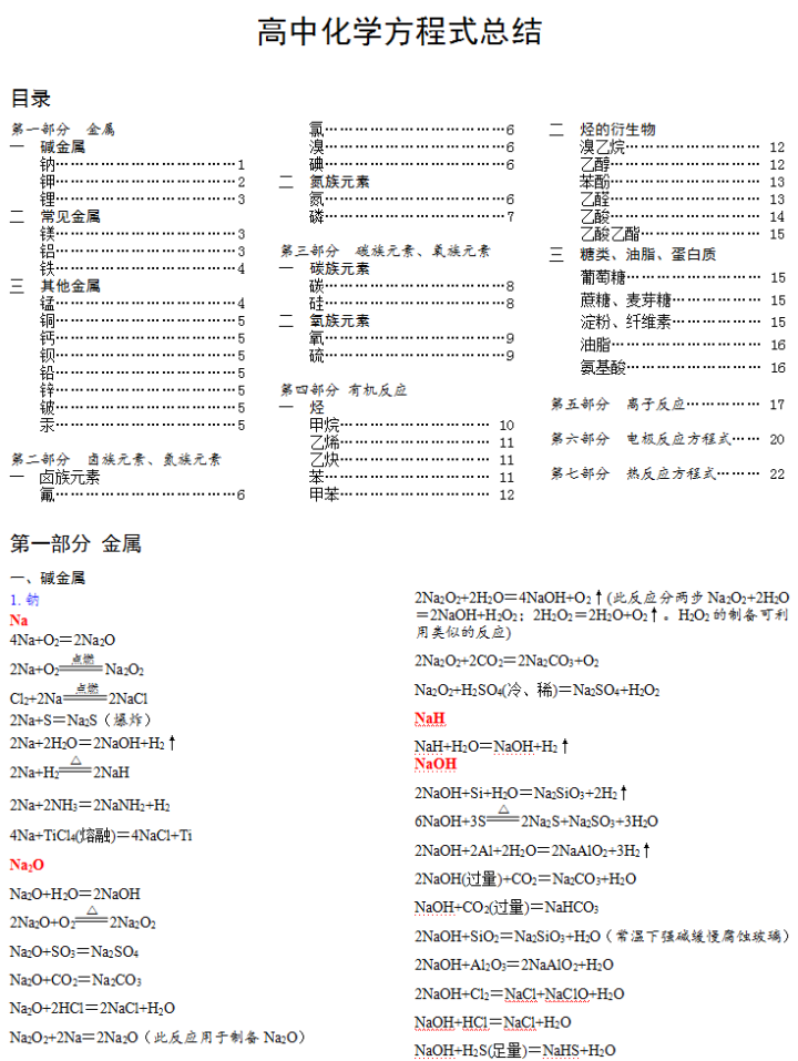 衡水中学 高中化学方程式总结 高中三年都在这里 知乎