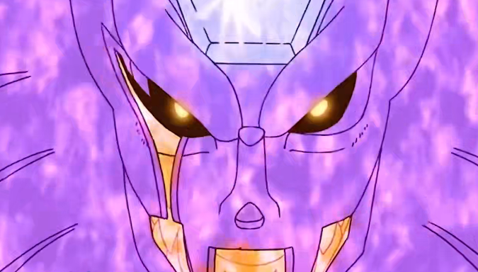 在鸣人的查克拉包裹之后,佐助的须佐长出了双腿.