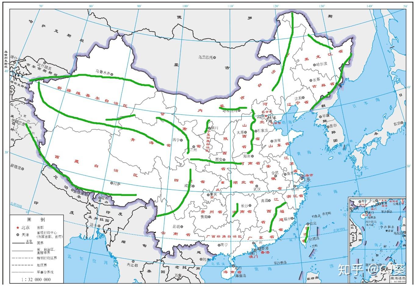 中国山脉和省份图片