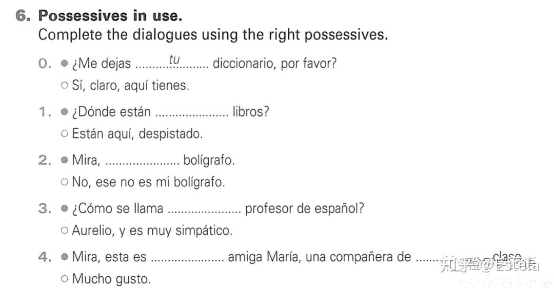 用英语学习西班牙语之possessiveadjectives