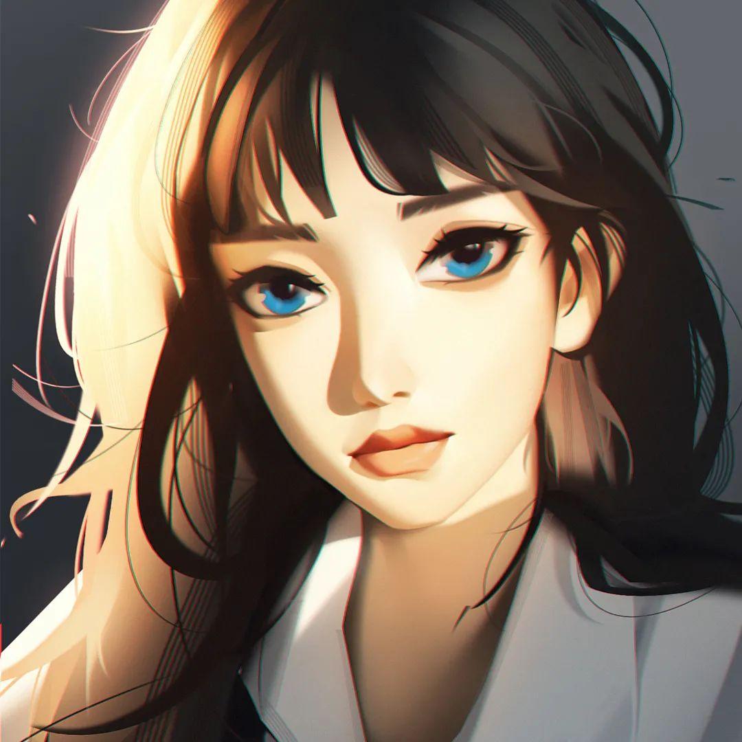 二次元动漫手绘简约女生头像5,朦胧派唯美手绘女生头像6,手绘甜美小