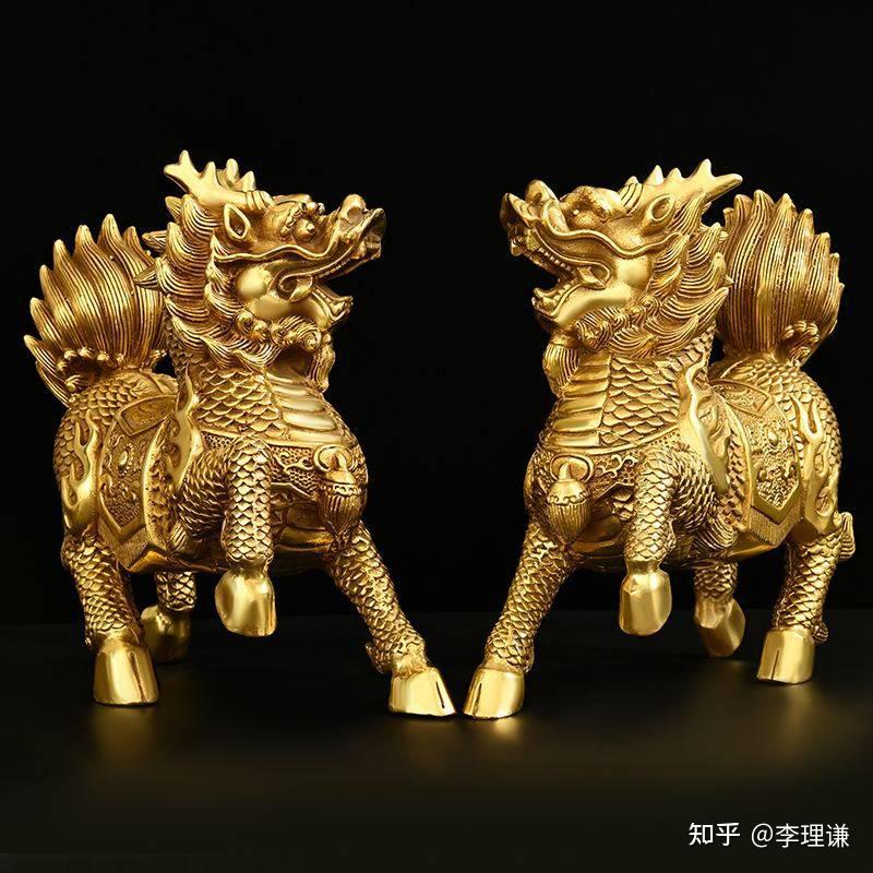 麒麟雌雄 麒麟 置物 風水 麒麟置物 風水 風水 麒麟 置物 銅製一対 雌雄