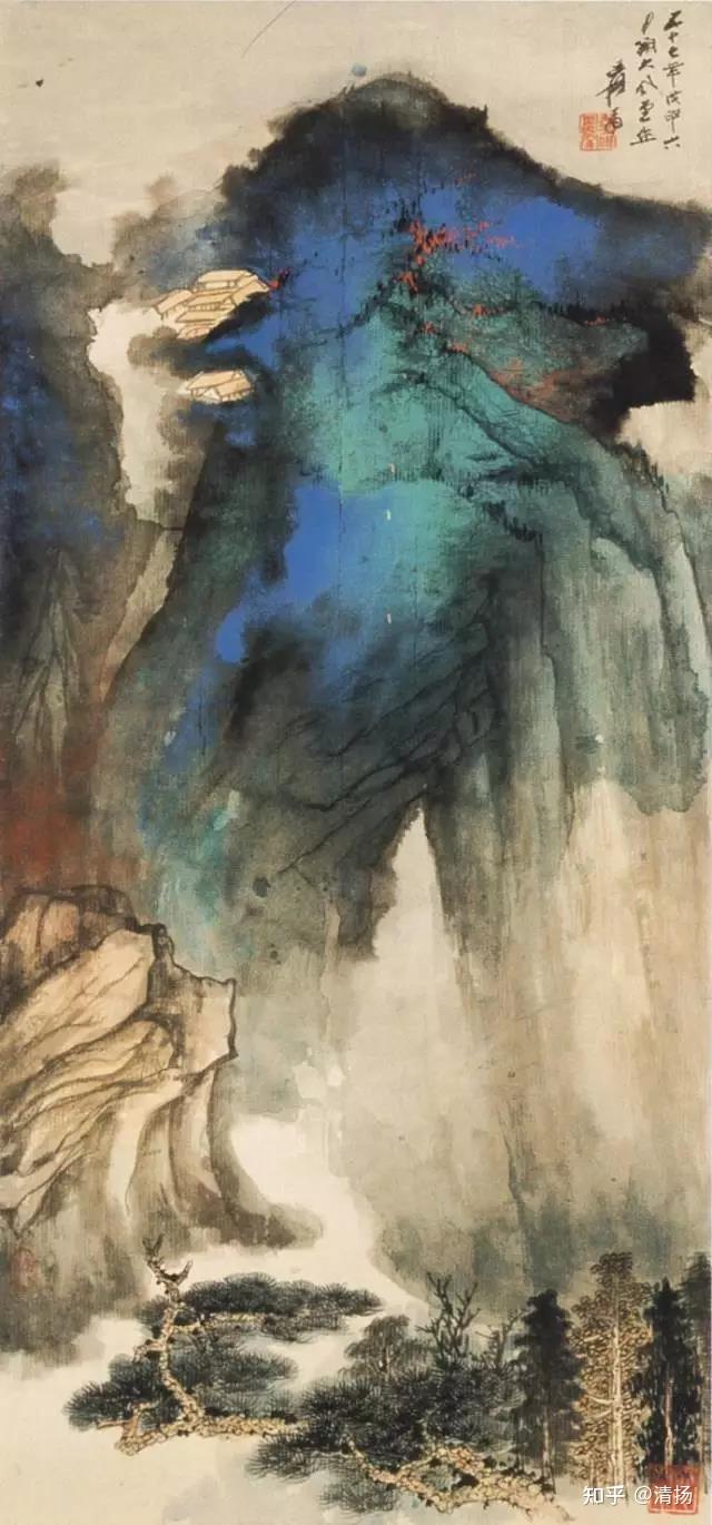 张大千泼墨泼彩山水,绝美! - 知乎