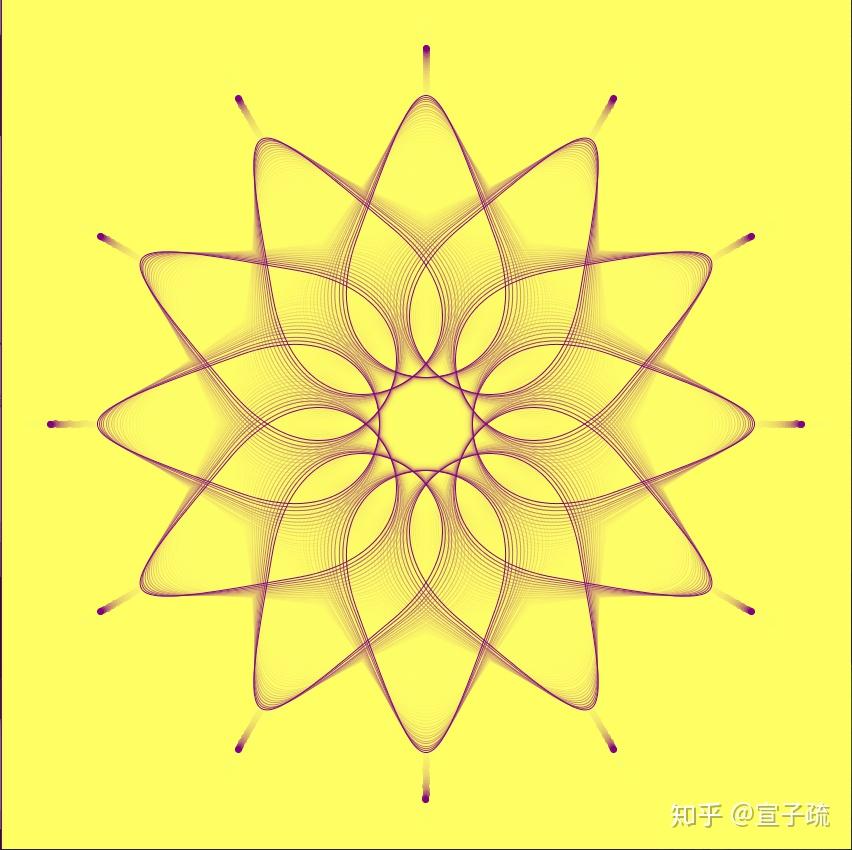 一天一点processing09贝茨曲线画朵花