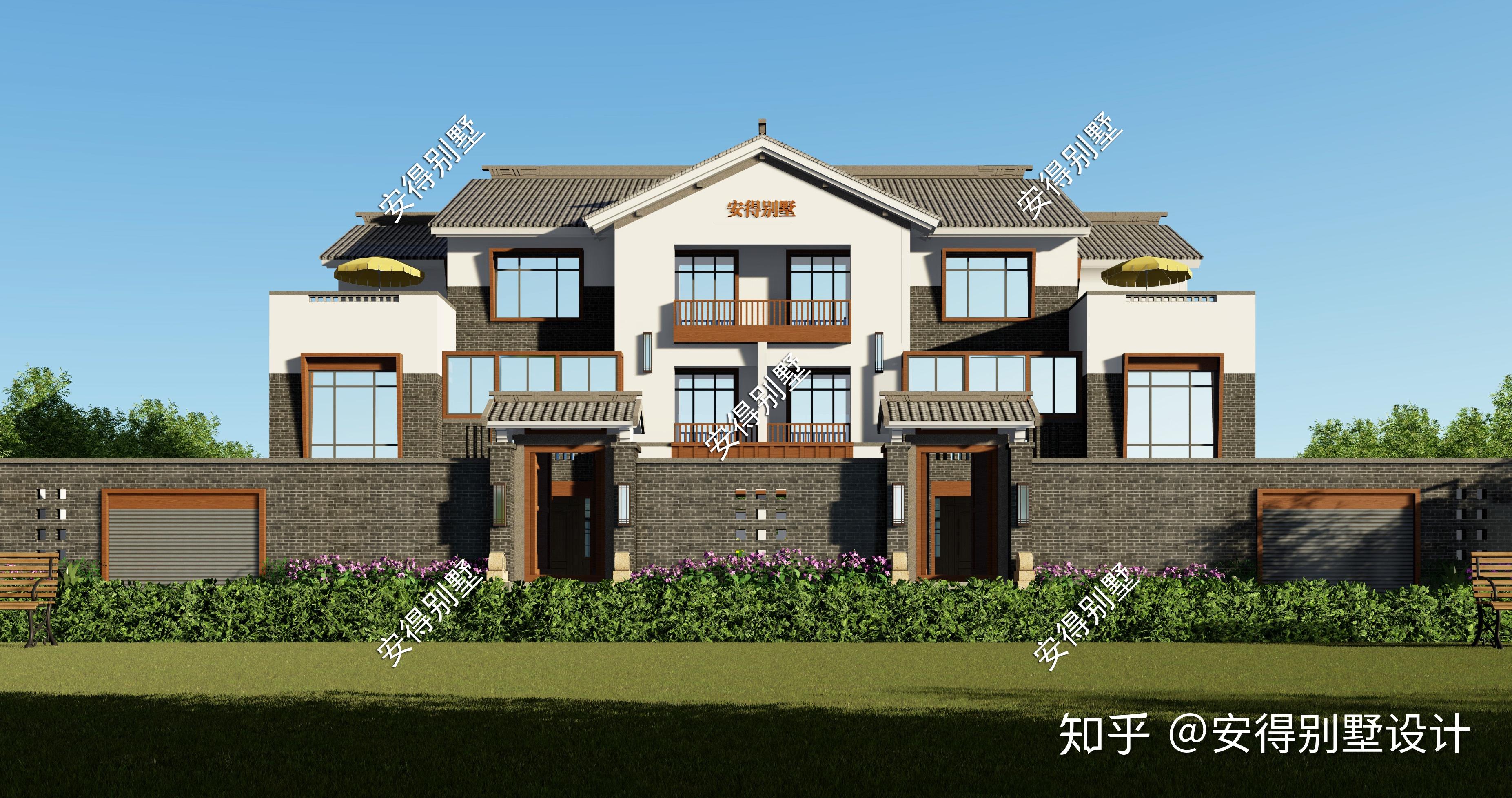 在农村建一栋这样的中式双拼别墅值得点赞卧室多院子大还有大露台