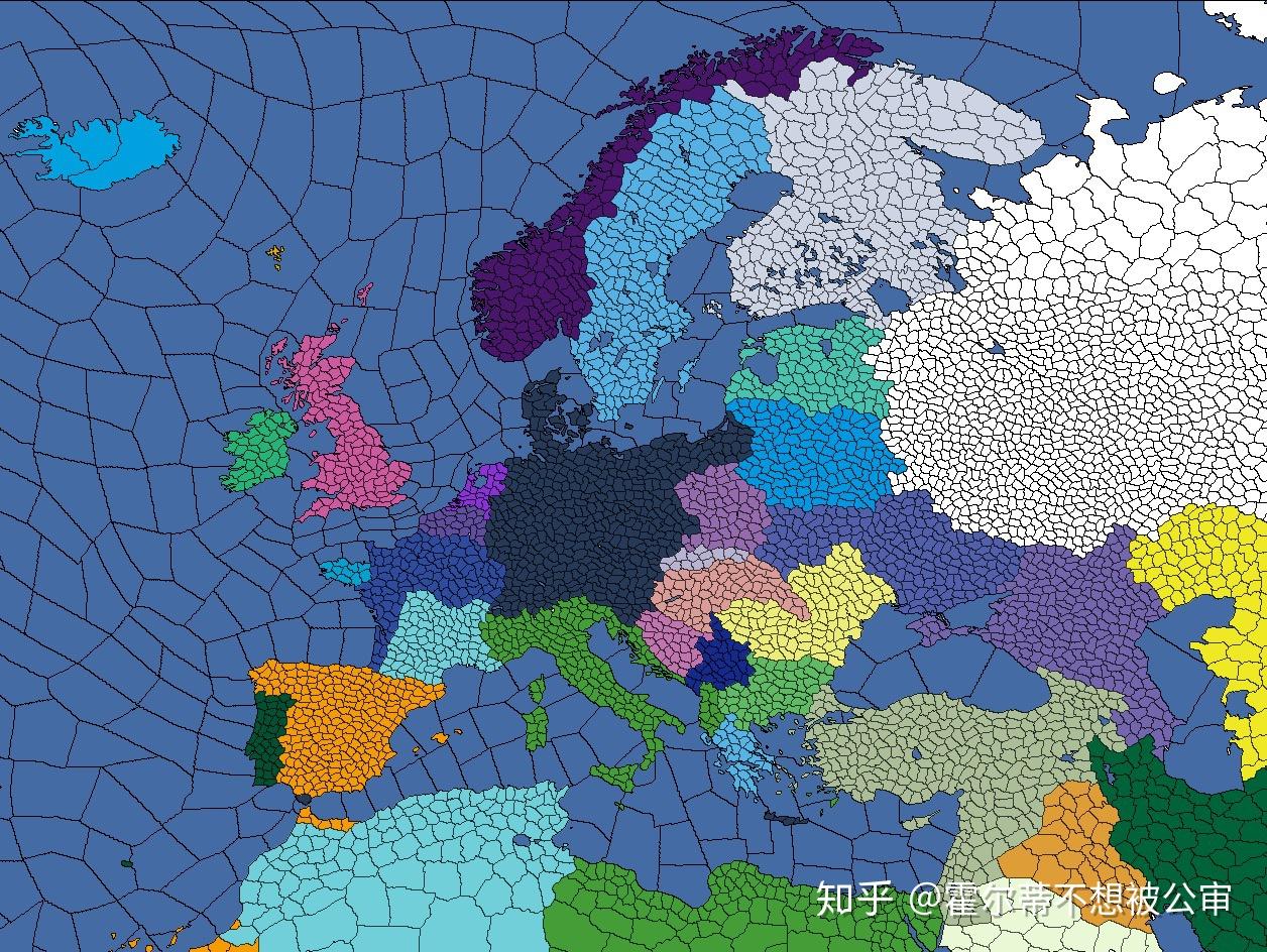 欧洲及中东地区地图(白色部分为莫斯科总督府)经历了二次大清洗的苏联