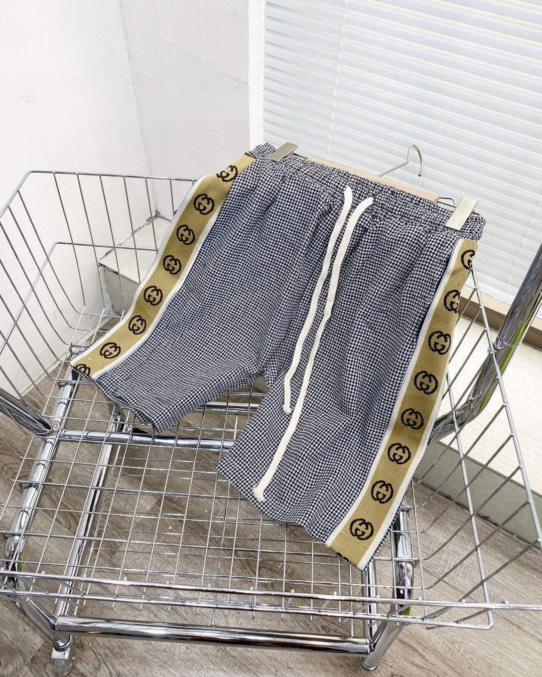 gucci古驰千鸟格侧边反光织带短裤