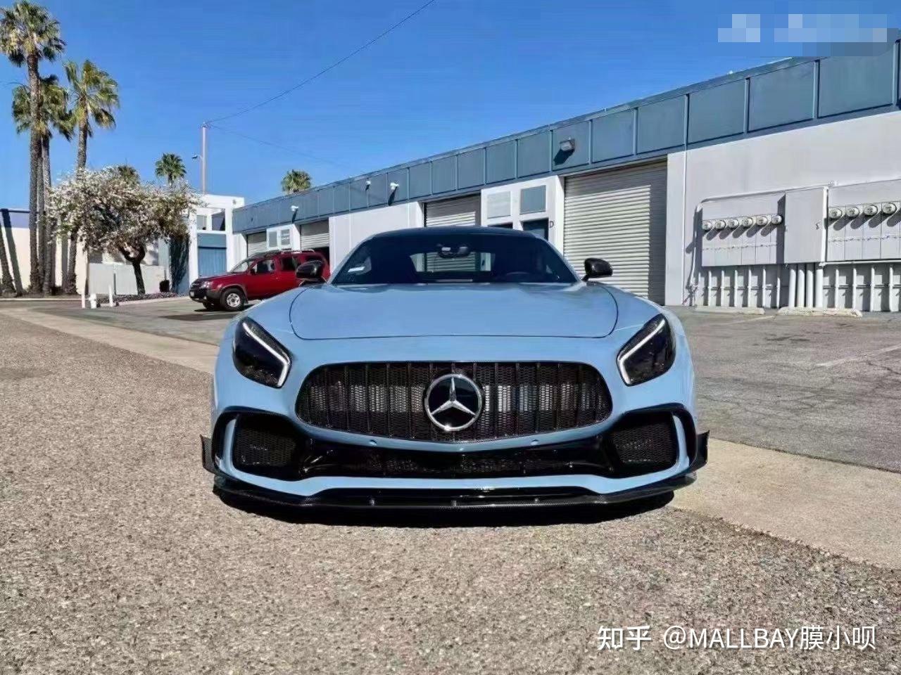 奔驰amggt50改色瓷器蓝看起来优雅大气