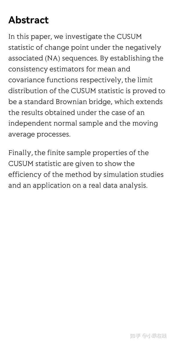 The CUSUM Statistic Of Change Point Under NA Sequences - 知乎