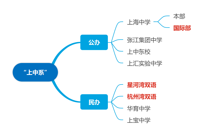 "上中系"学校,是指与上海中学合作办学的学校.