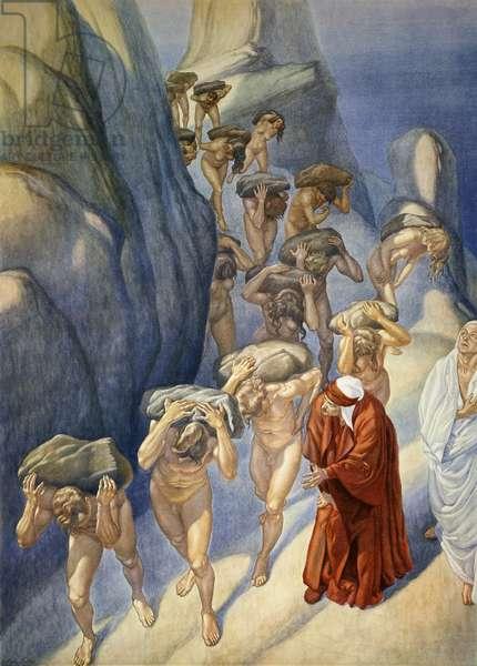 但丁神曲图文连载33傲慢沉重谦卑轻松炼狱第一层的骄傲者古代手稿插图