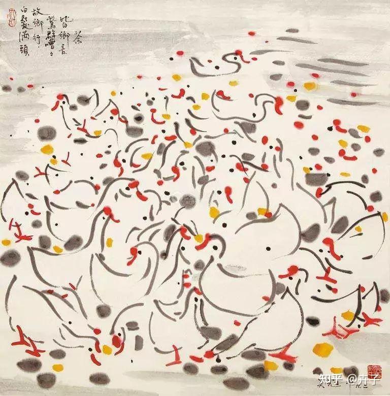 名画欣赏,吴冠中《鹅群》 - 知乎