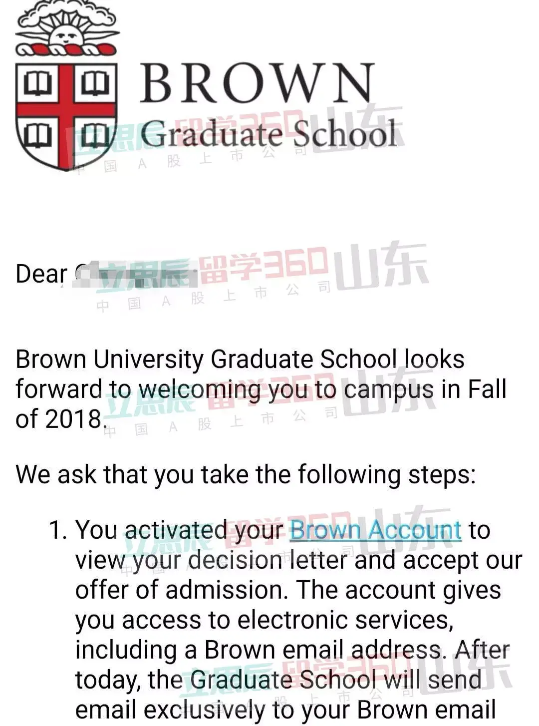 成功案例美国布朗大学生物统计专业录取offer