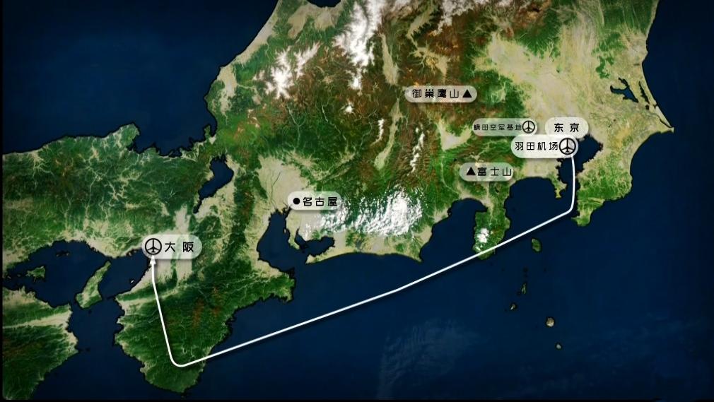 日航 123 的计划飞行路线。图片来源:纪录片《空中浩劫》 日航 123 的计划飞行路线。图片来源:纪录片《空中浩劫》