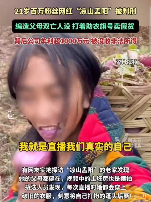 网红凉山孟阳获刑11个月编造父母双亡带货赚钱千万只被罚8万