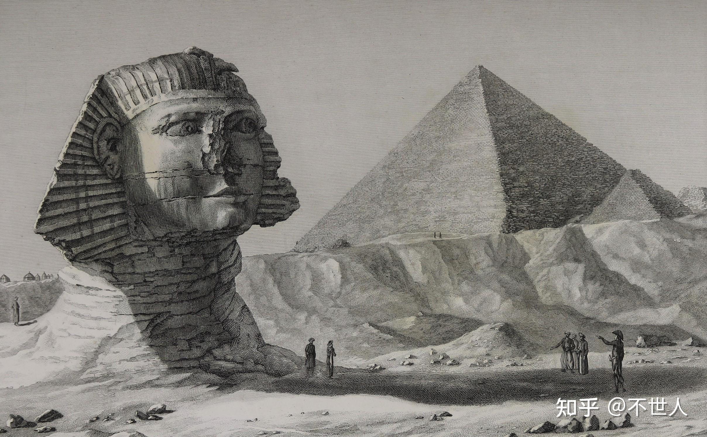 《埃及描述》的测绘图中出现诸多与现实古埃及金字塔,神庙,壁画等等