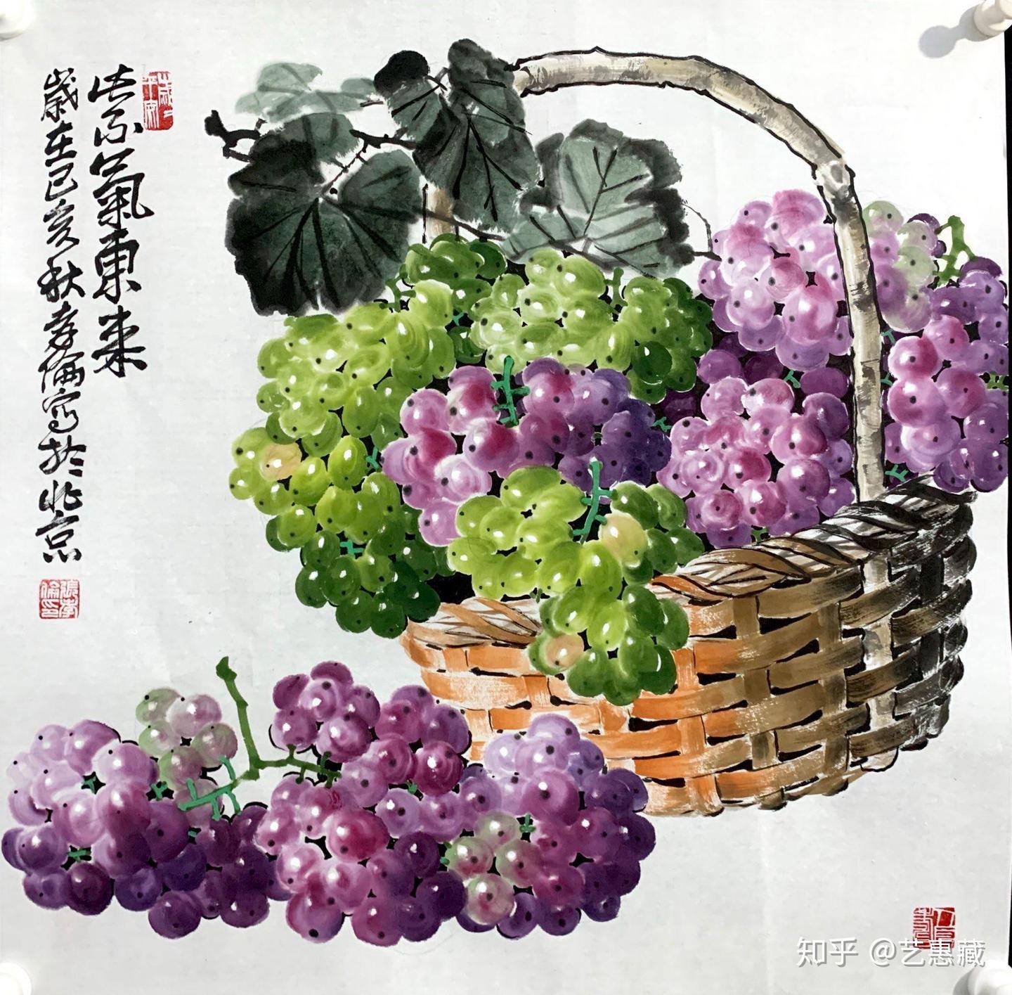 张孝伦国画写意葡萄——如此晶莹剔透的葡萄,你不想来一串吗? - 知乎