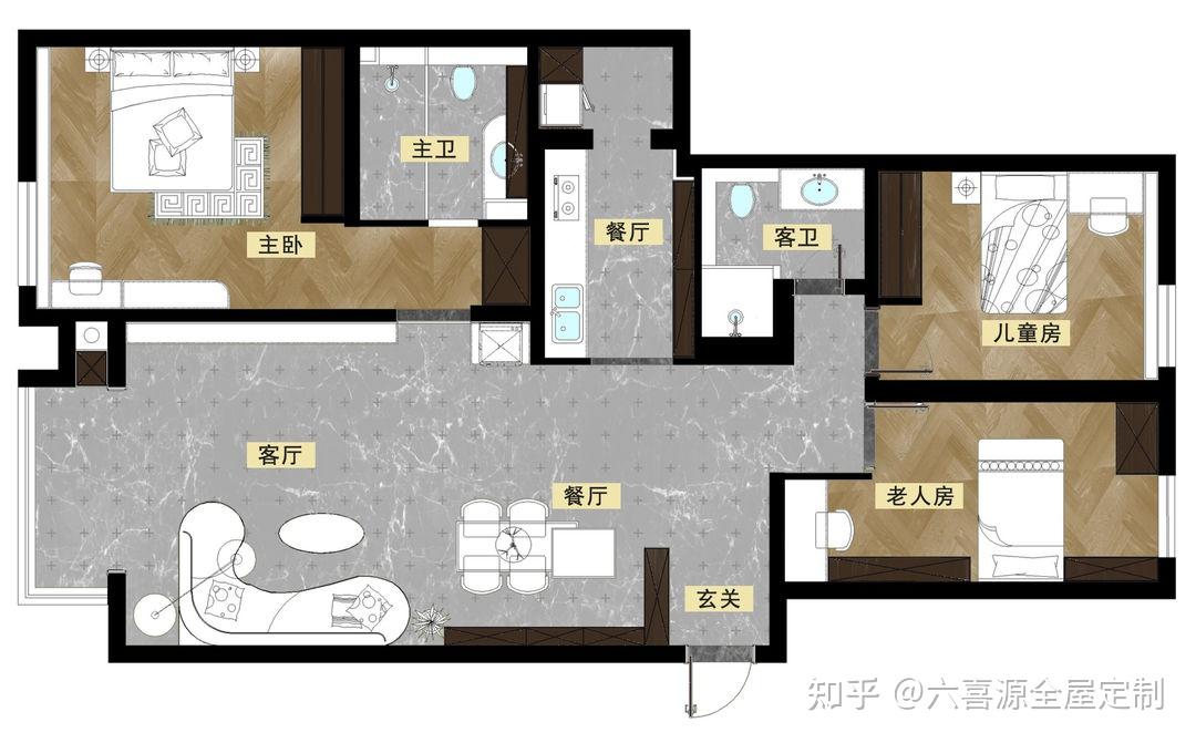 138㎡现代亲子宅:中西厨 双卫 独立储物间,一家5口住10年都不腻!