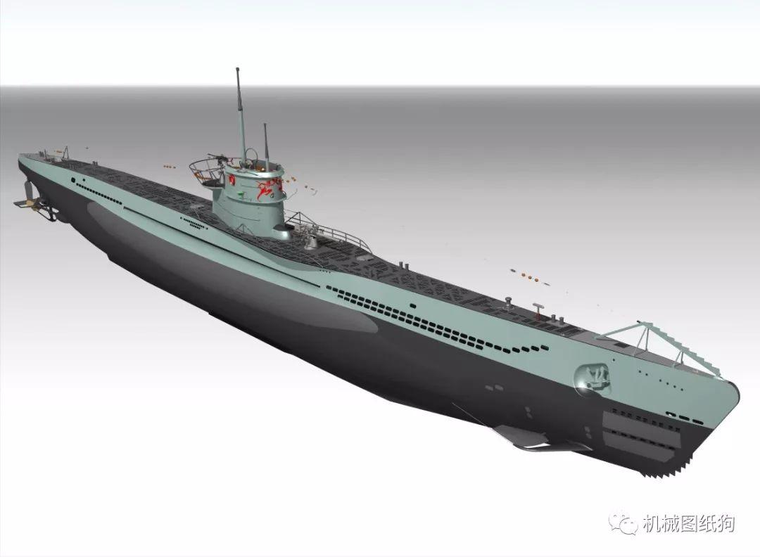 海洋船舶u552号潜艇简易模型3d图纸stpigs格式