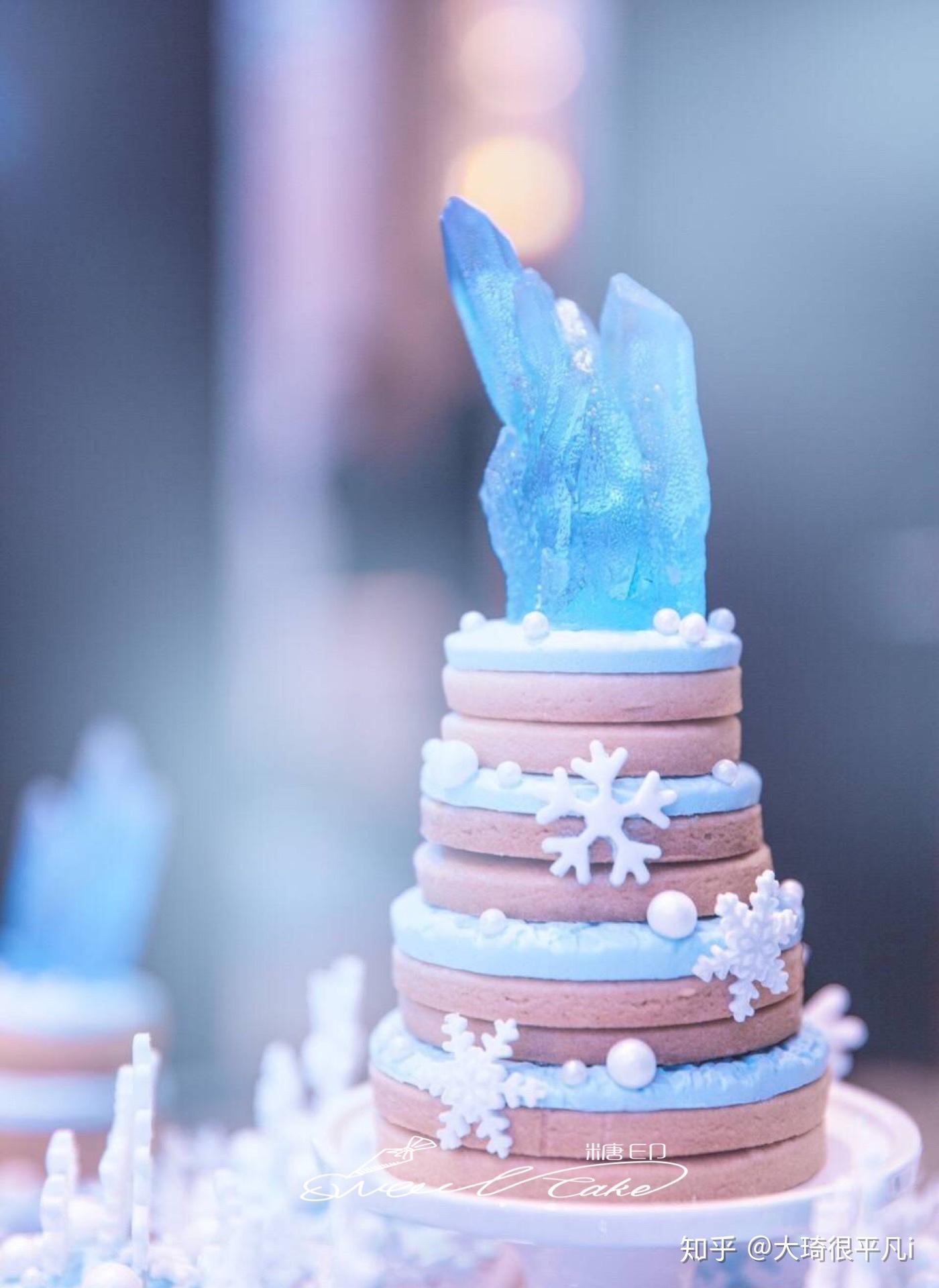 蓝色冰雪主题甜品台