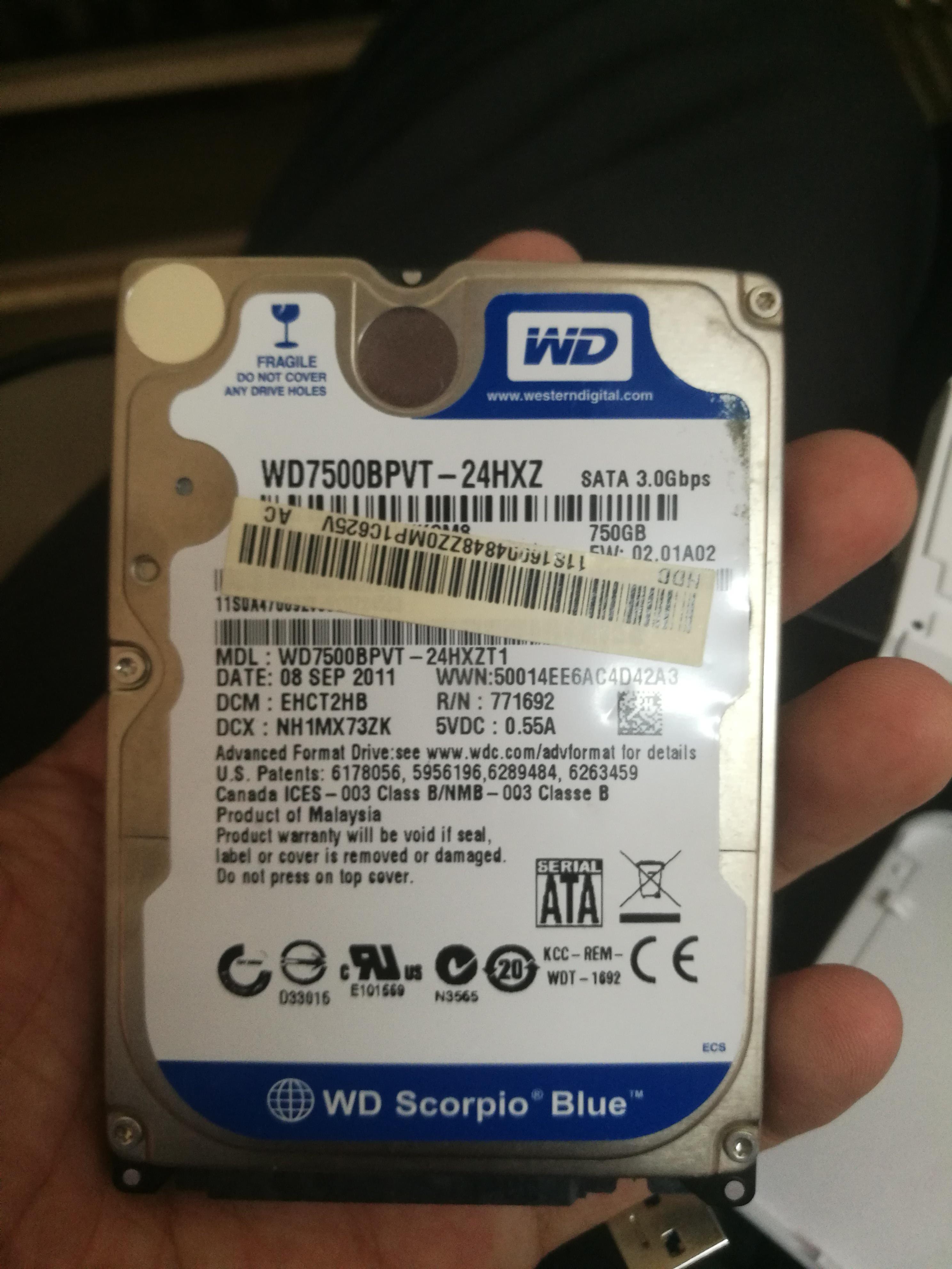 140元自制750g移动硬盘