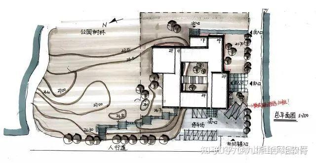 【建筑快题】建筑学考研快题方案之总平,建筑总平的设计表达图解解析,还不赶紧把我摸透!干货分享,收藏起来慢慢看! - 知乎