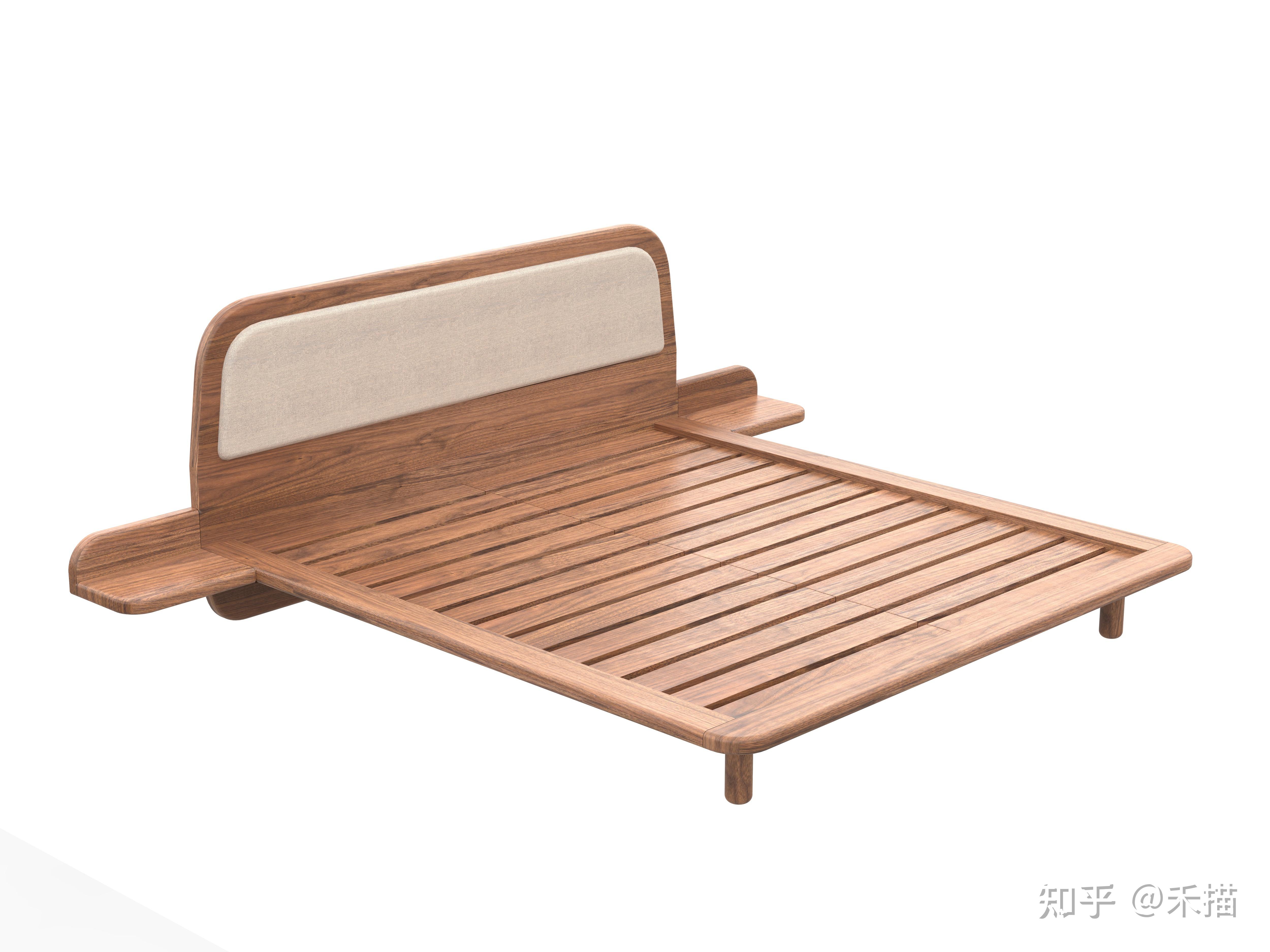 大自然 实木床 016型号 榄仁木框架 梧桐木板床 现代简约风格 双人床