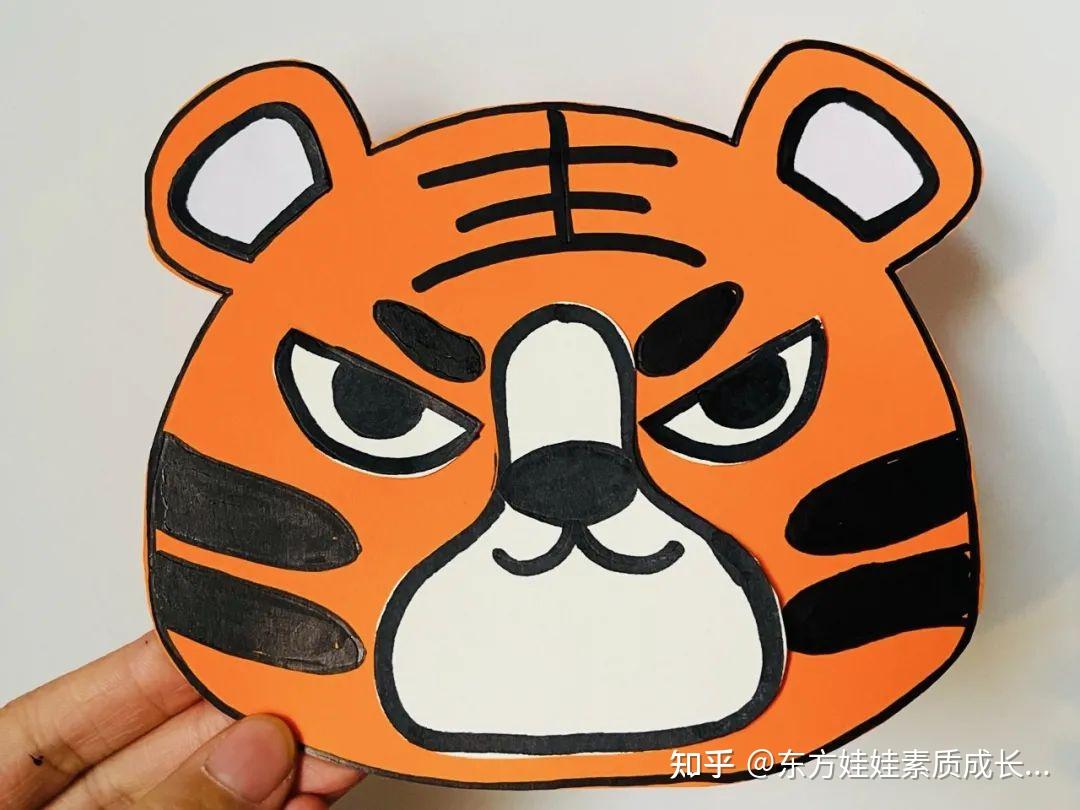 橙色,白色卡纸,黑色马克笔【所需材料】可爱的小老虎,也有丰富的表情