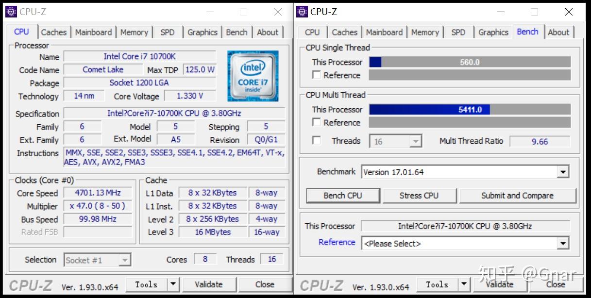 cpu-z单核跑分560,多核5411.