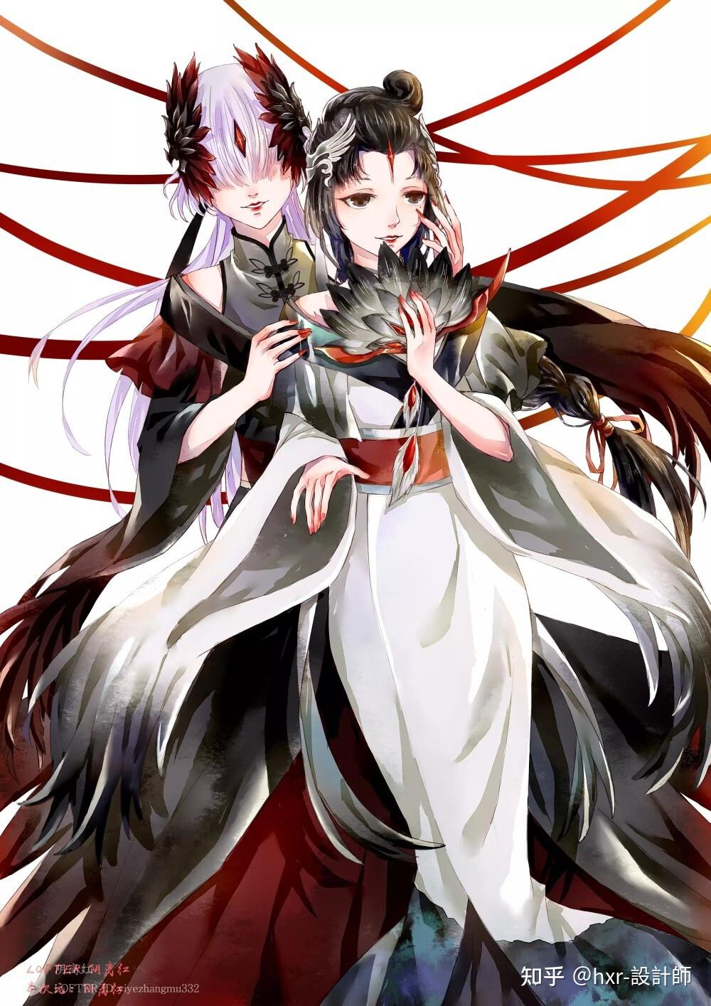 第五人格红蝶十三娘插画设计分享扇子道具美人相旗袍