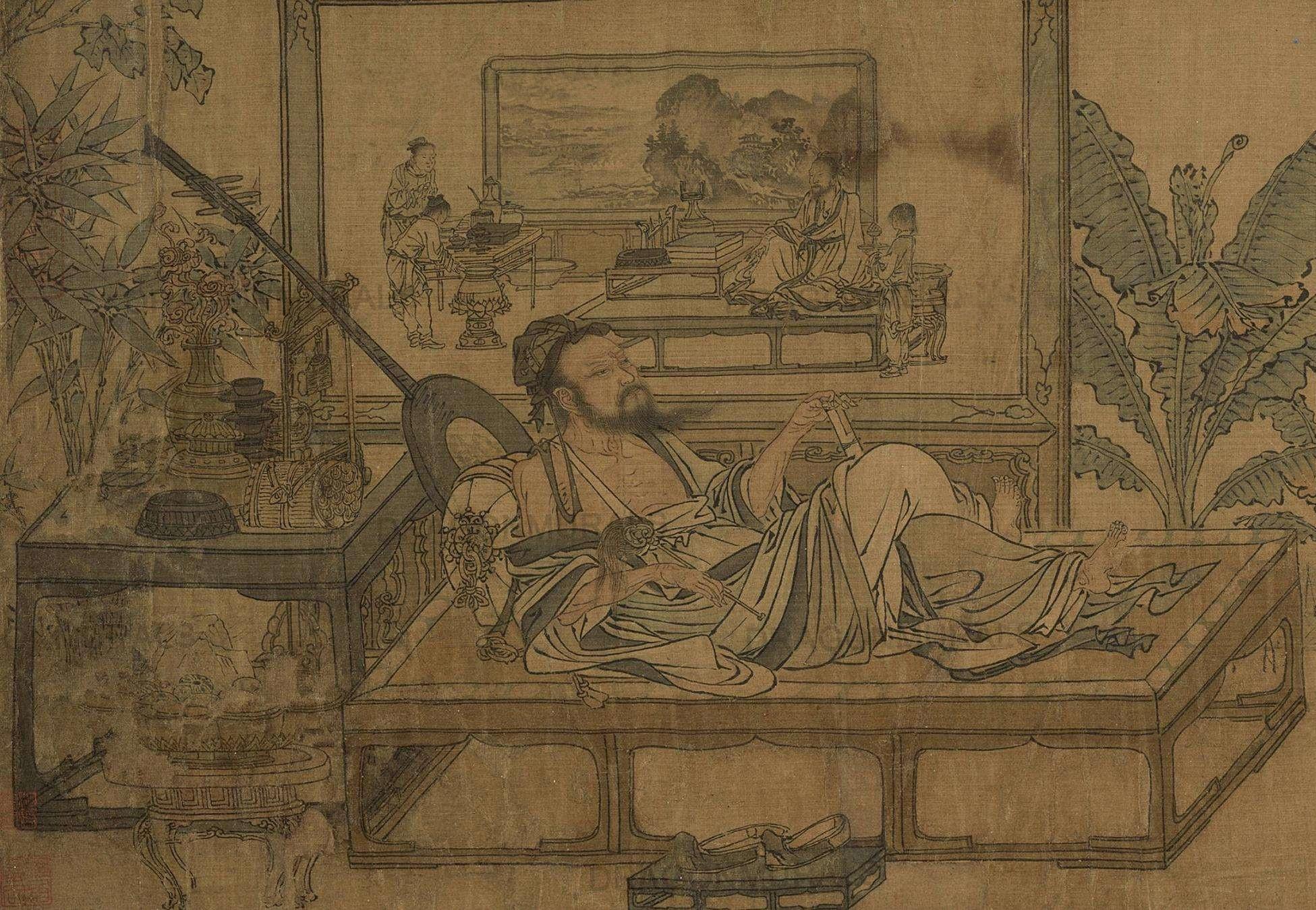 躺着的古人道风清:四幅画《槐荫消夏图》《梦蝶图卷》《边韶昼眠图》等 - 知乎