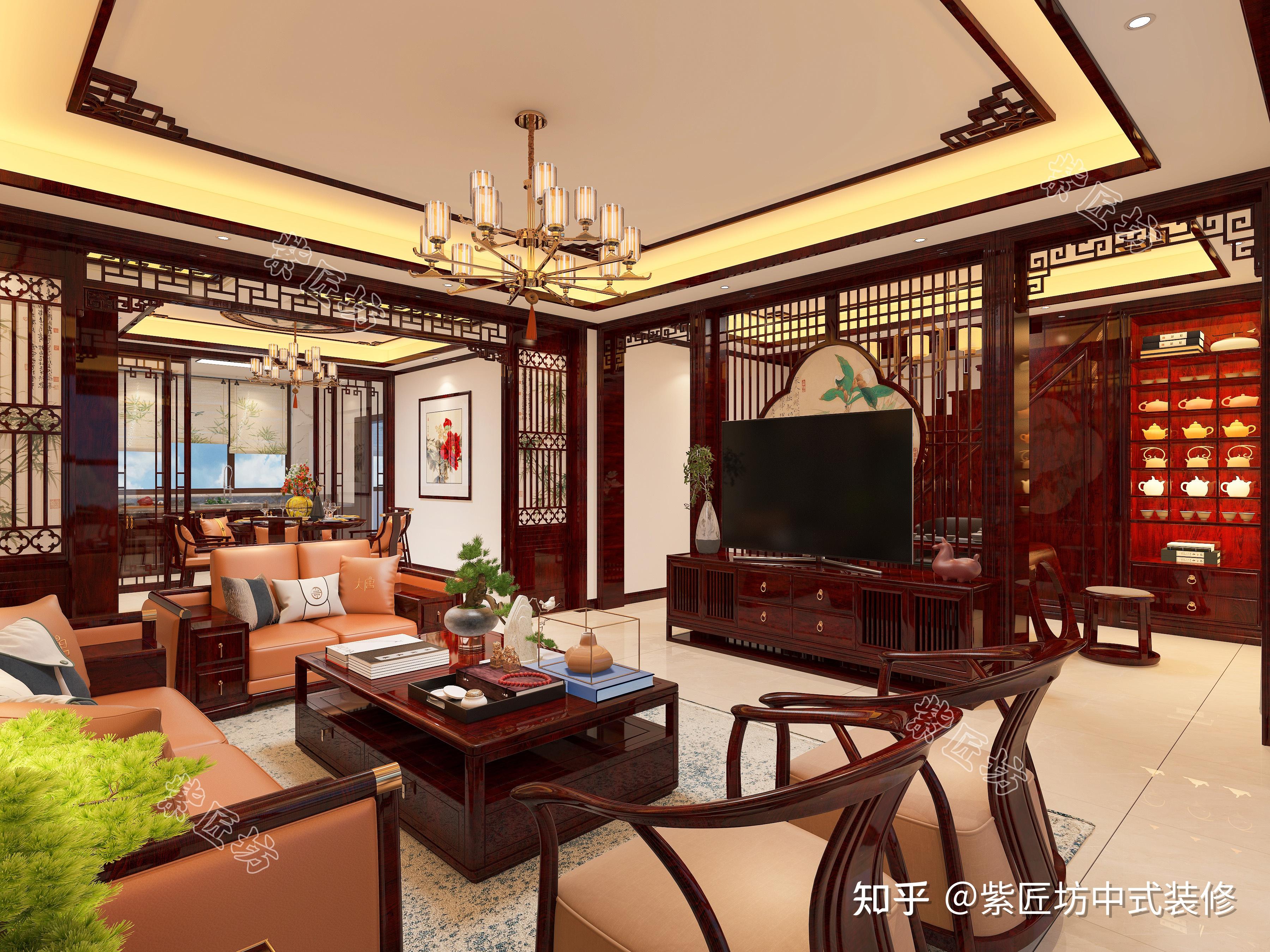 石家庄中式装修丨鹿泉680㎡独栋中式别墅大宅,沉稳大气有意境 - 知乎