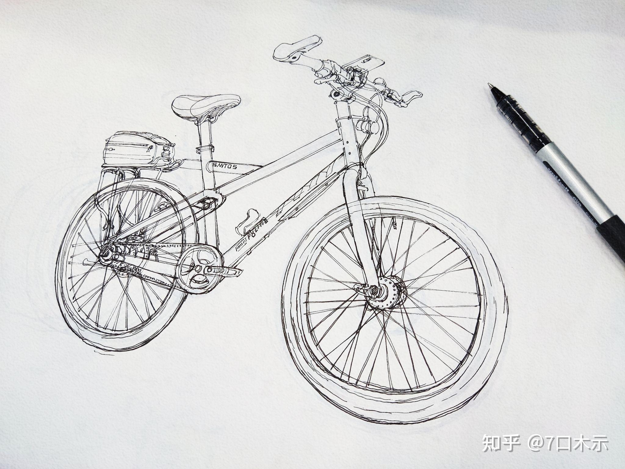 自行车美术画三年级图片