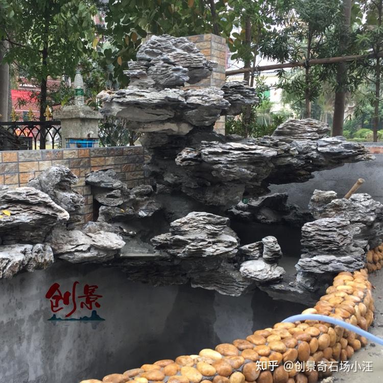 在庭院里建一个流水英石假山,英德石叠石造景,是你喜欢的吗