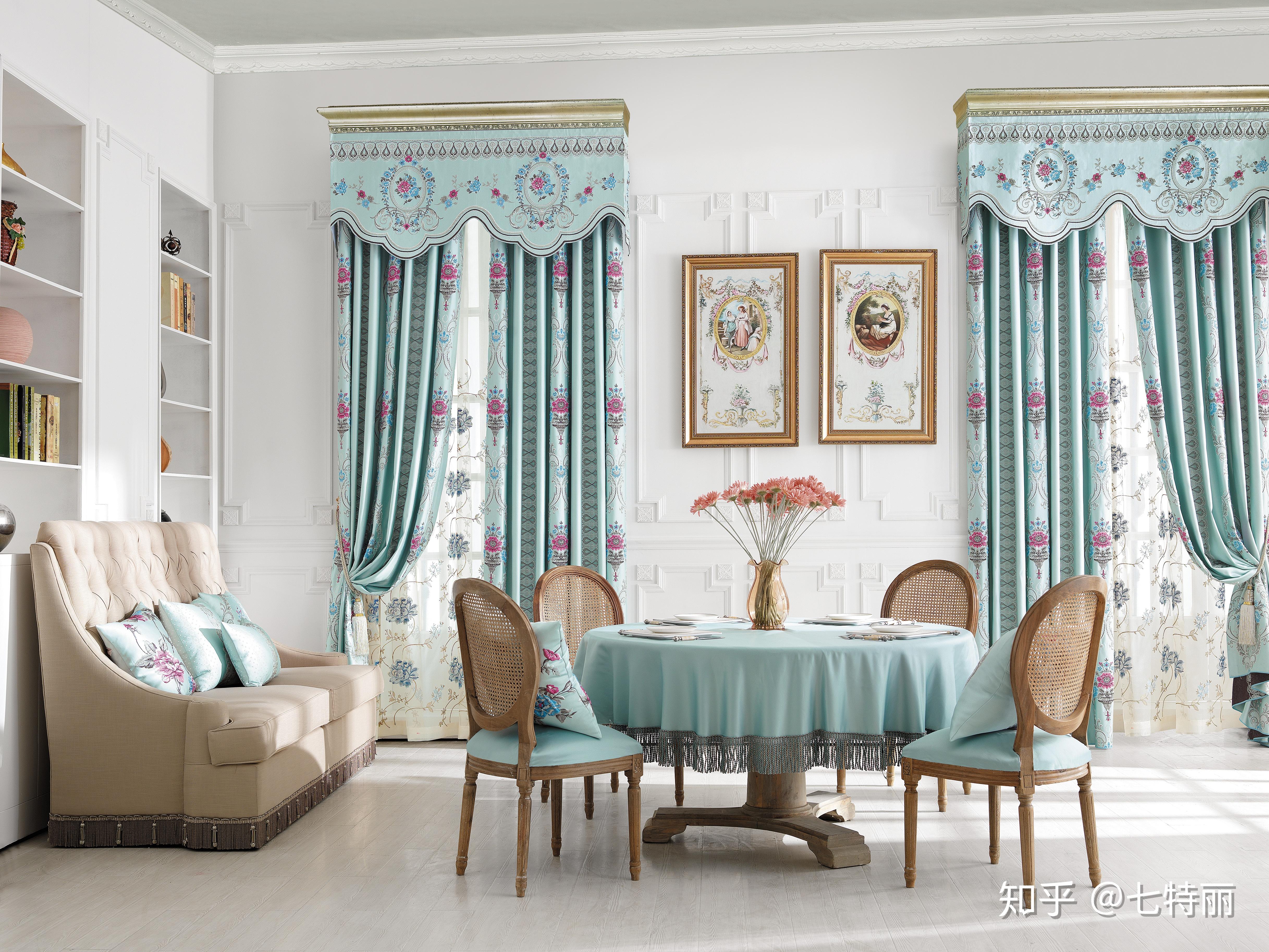 七特丽 现在成品窗帘的风格繁多,有人喜欢美式,也有人喜欢韩式